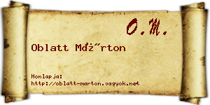 Oblatt Márton névjegykártya